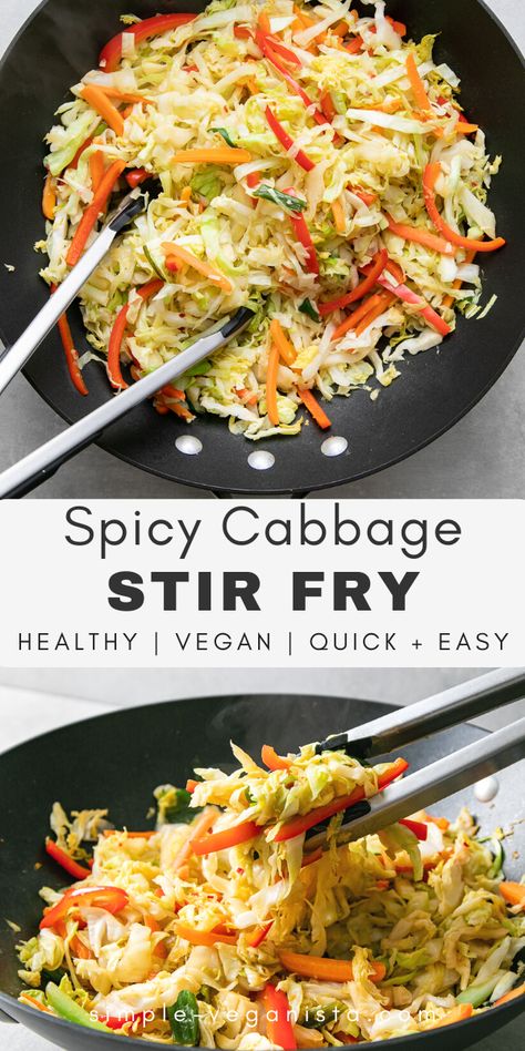 Spicy Cabbage, Cabbage Recipes Healthy, Cabbage Stir Fry, Mapo Tofu, Cabbage Recipes, Vegan Dinner Recipes, Veggie Dishes, Vegan Recipes Healthy, Asian Inspired