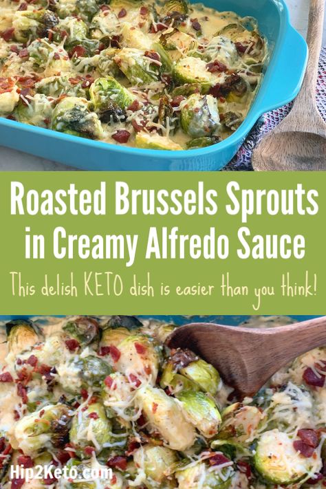 Low-Carb Roasted Brussels Sprouts in Creamy Alfredo Sauce Keto Main Dish Recipes, Alfredo Sauce Easy, Easy Alfredo Sauce, Easy Alfredo, Alfredo Sauce Recipe Easy, Alfredo Sauce Recipe Homemade, Creamy Alfredo Sauce, Carb Sides, Low Carb Side