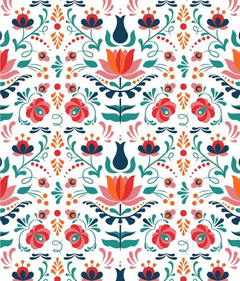 How to Design a Colorful Hungarian Folk Art Pattern in Adobe Illustrator Illustration Design Graphique, Folk Illustration, Hungarian Folk Art, Arte Folk, Folk Art Flowers, Folk Design, Adobe Illustrator Tutorials, Scandinavian Folk Art, Folk Embroidery