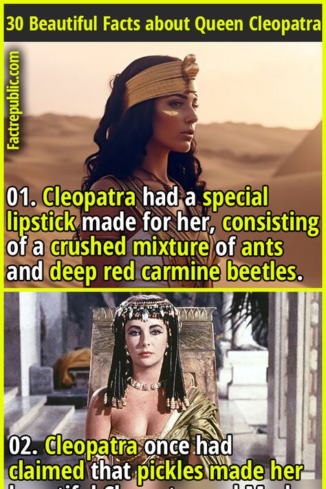 Cleopatra Facts, Cleopatra Quotes, Cleopatra Art, Weird History Facts, World History Facts, Egyptian Movies, Queen Cleopatra, Ancient Queen, Ancient Egypt History