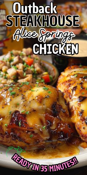 Outback Steakhouse Alice Springs Chicken Baked Alice Springs Chicken, Crockpot Alice Springs Chicken, Outback Steakhouse Chicken Recipe, Out Back Alice Springs Chicken, Aussie Chicken Outback, Tgif Recipes Copycat, Outback Steakhouse Chicken, Outback Chicken Recipe, Air Fryer Alice Springs Chicken