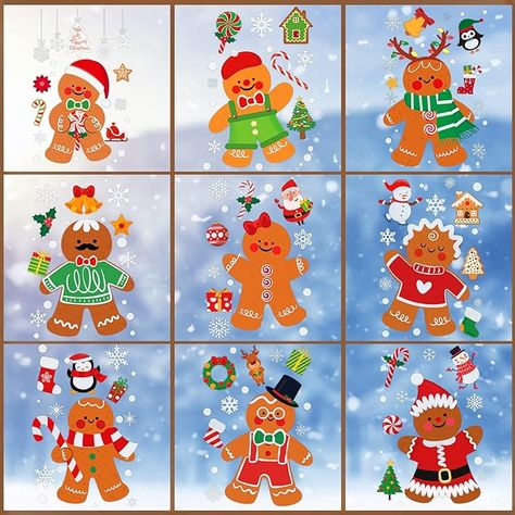 Amazon.com: 9 Sheets Christmas Gingerbread Window Clings Christmas Gingerbread Man Candy Glass Stickers Decal Removable Christmas Window Decorations for Winter Gift Kids Room Home Kitchen Decor : Home & Kitchen Gingerbread Theme, Christmas Gingerbread Man, Christmas Window Decorations, Window Decorations, Christmas Gingerbread Men, Home Kitchen Decor, Window Room, Glass Candy, Christmas Window