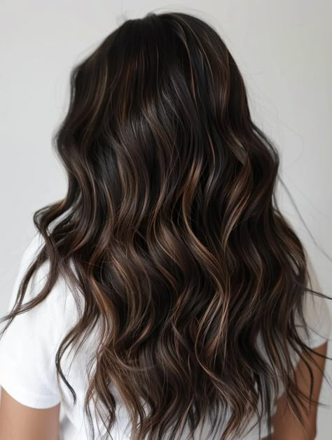 Fall Brunette Hair Color Dark, Fall Color Hair Ideas Brunettes, Fall Hair Inspo For Brunettes, Dark Hair With Dimension Brunettes, Dark Hair Coloring, Brunette Fall Hair 2024, Hair Color Ideas For Brunettes For Fall, Dark Dimensional Hair Brunettes, Dark Summer Hair