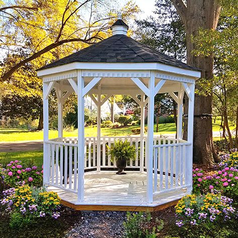 Round Gazebo, Small Gazebo, White Gazebo, Backyard Animals, Diy Gazebo, Led String Lights Outdoor, White String Lights, Architectural Shingles, Backyard Gazebo