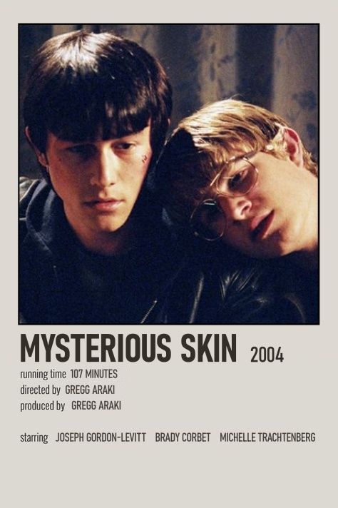 CREATED BY @averyfchien -- mysterious skin movie film poster minimalist minimal simple aesthetic polaroid wall art Mysterious Skins Poster, Mysterious Skin Movie Poster, Skins Minimalist Poster, Mysterious Skin Poster, Mysterious Movies, Mysterious Skin Aesthetic, Gay Movie Poster, Film Poster Aesthetic, Polaroid Film Poster