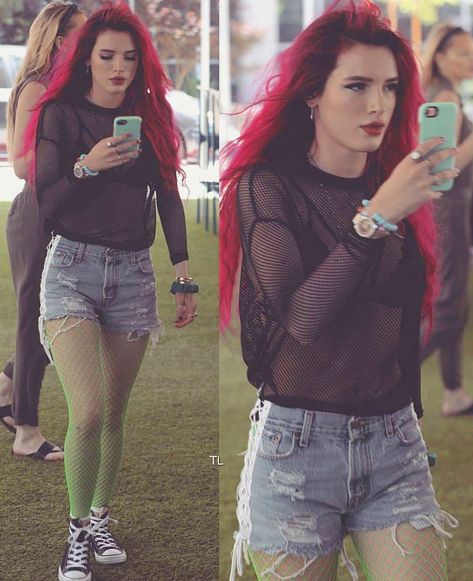 Instagram post by Bella Thorne 🇹🇷 • Apr 16, 2020 at 12:17pm UTC Fishnet And Jeans Outfit, Fishnet Shorts Outfits, Fishnets With Shorts, Fishnets And Shorts, Fishnets And Jeans, Fishnet And Jeans, With Shorts Outfit, Rock Chic Outfits, Fishnet Shorts