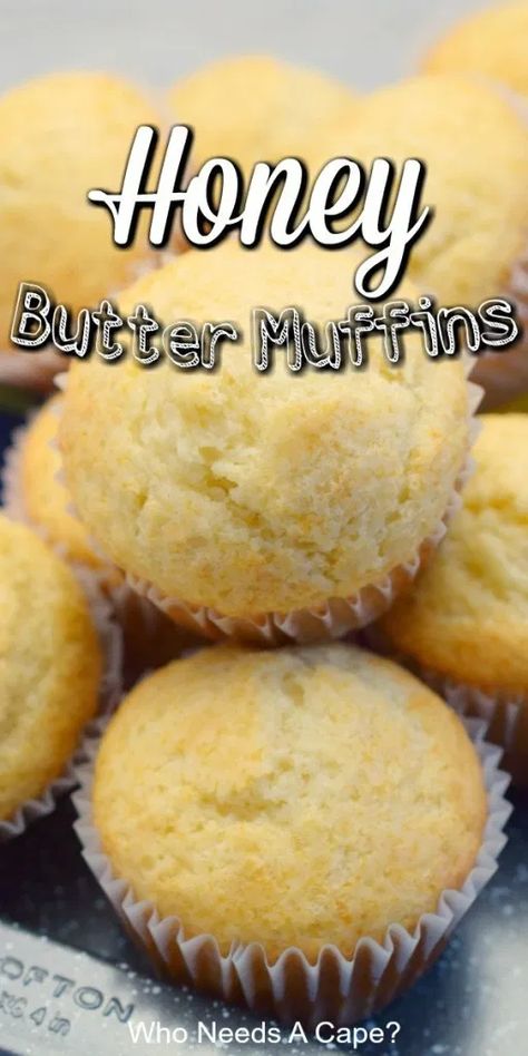 Honey Only Desserts, Easy Dinner Muffins, Honey Butter Muffins, Butter Muffins Recipe, Honey Dessert Recipes Easy, Honey Deserts Recipes, Loaf Bread Recipes Easy, Honey Deserts, Honey Recipes Baking