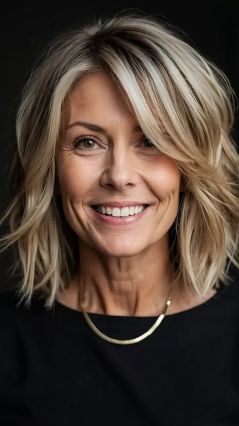 Unlock Your Best Look: 15 Hairstyles for Oval Faces - Fads Effortless Medium Haircuts, Hair For Women Over 50 With Fine Hair, Long Choppy Bobs For Fine Hair, Short Blonde Hair 50 Year Old, Short Reverse Bob, Hair Styles For Receding Hairline Women, Middle Aged Woman Hairstyle, Tousled Lob Haircut, Short Mom Haircut Round Faces