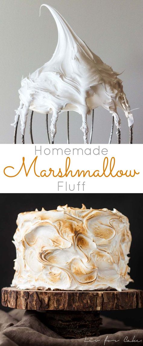 Homemade Fluff, Fluff Marshmallow, Simple Frosting, Marshmallow Frosting Recipes, Marshmallow Fluff Frosting, Fluff Recipes, Cake Marshmallow, Marshmallow Fluff Recipes, Homemade Marshmallow Fluff