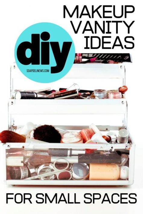 DIY Makeup Vanity Ideas for Small Spaces. Need to update or create a makeup vanity space in your bedroom or bathroom? Try out some of these creative DIY makeup vanity ideas for small spaces. Not only do they work in small spaces where you need them to, they also lend style and fashion to your favorite pampering space! Creating your very own DIY makeup vanity space represents a much more beautiful way of getting ready. Show off your artistry skills, and incorporate some of these DIY tips. Small Getting Ready Area, Diy Wall Vanity Makeup Floating Shelves, Rv Vanity Ideas, Closet Makeup Station, Makeup Organization Diy Small Spaces, Diy Bathroom Makeup Vanity, Diy Vanity Small Space, Organizing Makeup Ideas Small Spaces, Makeup Space For Small Room