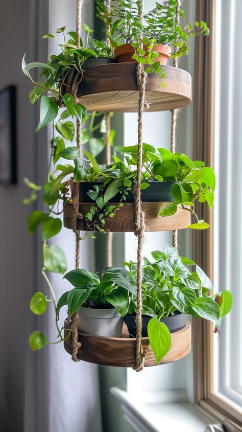 Plant Shelf Design Ideas - Remodr Indoor Window Planter Ideas, Winter Bungalow, Plant Set Up Indoor, Boho Planters, Macrame Kitchen, Plants Shelf, Plant Bedroom, نباتات منزلية, Garden Shelves