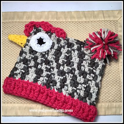 Chicken Hat Crochet Pattern By Sara Sach Crochet Chicken Beanie Free Pattern, Crochet Chicken Hats Free Patterns, Crochet Chicken Hat Pattern Free For Chickens, Crochet Hat For Chicken Pattern Free, Crochet Chicken Hat Pattern Free, Silly Crochet Hats, Crochet Chicken Hat Pattern, Chicken Hat Crochet Pattern, Chicken Hat Pattern