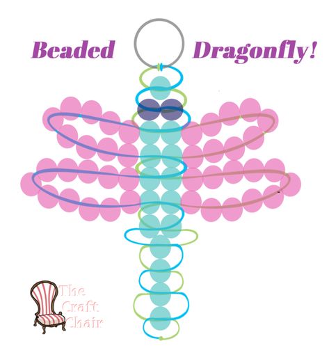 Beading Dragonfly Pattern with Circle Beads #Beading_Patterns_Free_Tutorials #Beaded_Keychains_Patterns #Pony_Bead_Animals #Free_Beading_Patterns Pony Bead Animals, Free Beading Patterns, Pony Bead Projects, Dragonfly Pattern, Pony Bead Crafts, Beaded Dragonfly, Pony Bead Patterns, Beading Patterns Free, Bead Charms Diy