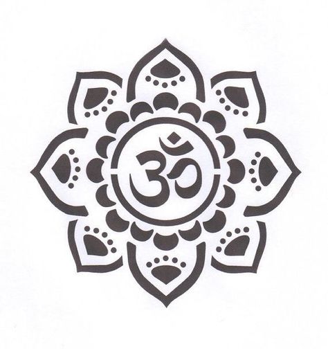 Om Stencil, Namaste Tattoo, Dotwork Tattoo Mandala, Mandala Simple, Mehndi Flower, Ohm Symbol, Indian Symbols, Yoga Tattoos, Yoga Symbols