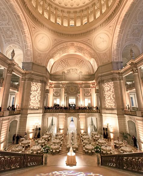 5 of the Greatest Places to Get Married in the US - SF City Hall Wedding Reception Hall, San Francisco City Hall Wedding, Wedding Venues Indoor, San Francisco City Hall, Dream Wedding Venues, City Hall Wedding, Places To Get Married, Beautiful Wedding Venues, W Hotel