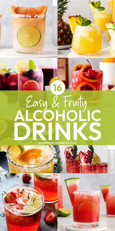 Fun Easy Drinks Alcohol, Popular Drinks Alcohol, Simple Fruity Cocktails, Sweet Fruity Alcohol Drinks, Easy Fruity Mixed Drinks, Easy Fruity Drinks, Easy Mixed Drinks Alcohol, Fruit Mixed Drinks, Fruity Alcoholic Drinks