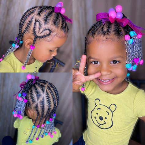 Toddler Braid Styles With Beads, Toddler Braids With Beads Kid Hairstyles, Toddler Girl Braid Styles With Beads, Toddler Braids With Beads, Toddler Braided Hairstyles With Beads, Toddler Braid Styles, Baby Girl Hairstyle, Baby Braids, Little Kids Hairstyles