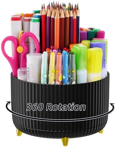 Amazon Link Spinning Desk Organizer, Rotating Desk, Pencil Holders For Desk, Pen Holder For Desk, Marker Holder, Collection Room, Pen Organizer, Unique Desk, Art Supplies Storage