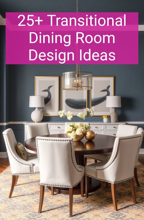 25+ Transitional Dining Room Design Ideas Formal Dining Room Makeover, Dining Room Decor Art Deco, Traditional Dining Room Update, Dining Room With Gold Accents, Transitional Dining Room Wallpaper, Traditional Dining Room Design, Dining Room Lighting Over Table Traditional, 2025 Dining Room Trends, Dining Room Converted To Sitting Room