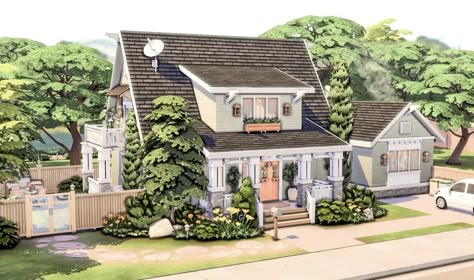 Sims 4 Cottage Family Home, Cottage Build Sims 4, Sims 4 Houses Willow Creek, Sims 4 Willow Creek Small House, Willow Creek Sims 4 Rebuild, Sims 4 Family House, Craftsman Style House, Sims 4 Family, Sims 4 House Plans