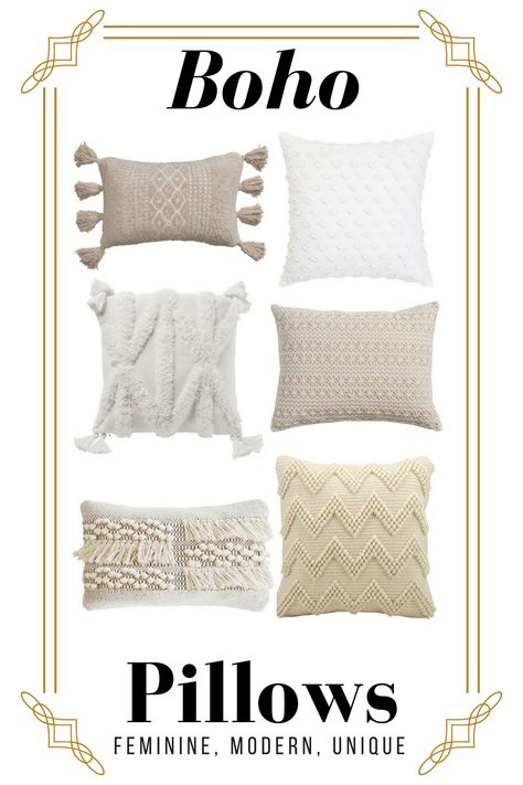 Affordable Bedroom Furniture, Boho Bedroom Furniture, Cheap Throw Pillows, Cheap Boho, Affordable Bedroom, Neutral Pillows, Boho Throw Pillows, White Throw Pillows, Modern Pillows