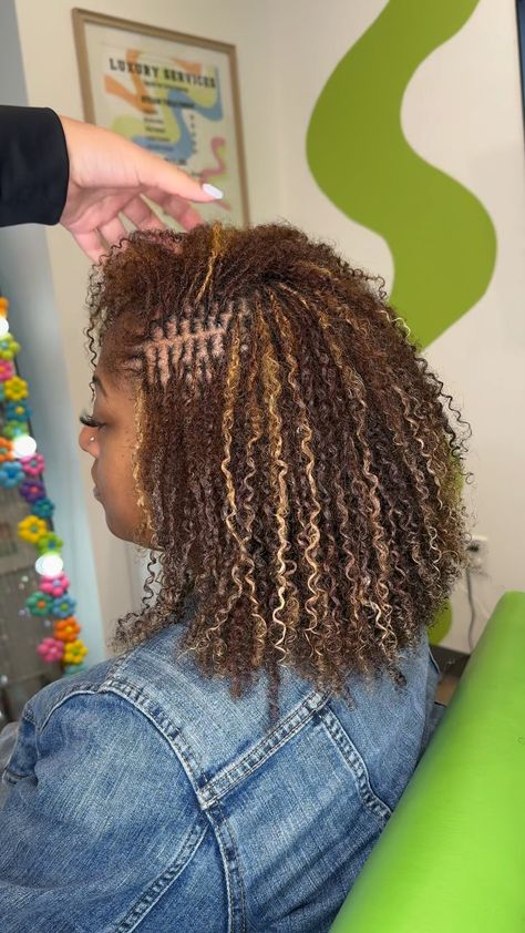 TAYLOR SHAWN | ATL HAIRSTYLIST | Microlocs make life so much easier!!!! If you’re thinking about starting Microlocs, DO IT!!! THIS IS YOUR SIGN 🤑💚✨😍... | Instagram Highlights On Micro Locs, Beginning Microlocs, Styles For Short Microlocs For Women, Microlocs With Highlights, Copper Colored Microlocs, Ombre Microlocs, Micro Locs With Color, Micro Locs Dyed, Small Locks Black Women