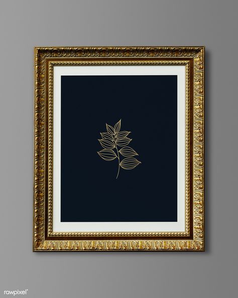 Vintage rectangle gold picture frame mockup illustration | premium image by rawpixel.com / Teddy Rawpixel Picture Frame Graphic Design, Picture Frame Mockup, Pic Frame Design, Beautiful Frame Background, Shivji Images, Picture Frame Template, Black Paper Background, Gallery Wall Mockup, Mockup Wall Art