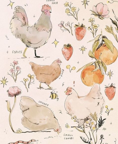 Chicken Drawing, Sketchbook Inspo, Creation Art, Time Drawing, Chicken Art, Arte Sketchbook, Sketchbook Inspiration, Art Inspiration Painting, Art Journal Inspiration