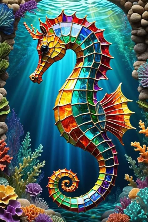 Sea Horse Painting, Aquarium Wallpaper, Sealife Art, Ocean Creatures Art, Ocean Therapy, Colorful Seahorse, Wallpapers Home Screen, Underwater Wallpaper, Sea Creatures Art