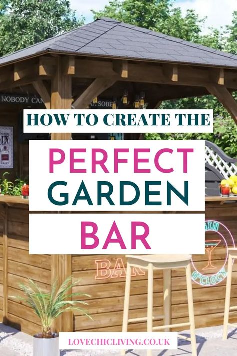 Looking for design ideas for your outdoor bar? We've got lots of tips around garden bar decor, small bars, counter ideas and using bar stools for seating. Check out our full post for more detail. Small Outdoor Bar Ideas Backyards, Small Garden Bar Ideas, Small Outdoor Bar Ideas, Outdoor Bar Ideas Backyards, Corner Bar Ideas, Outdoor Bar Counter, Gazebo Bar, Garden Bar Decor, Garden Bar Ideas