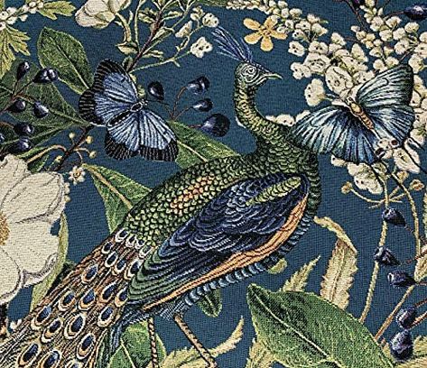 Botanical Tapestry, Great Room Furniture, Peacock Fabric, Teal Butterfly, Peacock Butterfly, Birds Pattern, Peacock Decor, Peacock Bird, Tapestry Fabric