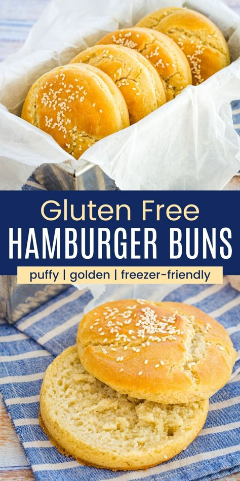 Gluten Free Hamburger Buns Recipe, Gluten Free Hamburger Buns, Gluten Free Hamburger, Homemade Burger Buns, Burgers Chicken, Gluten Free Burger, Gluten Free Bread Recipes, Gluten Free Buns, Grain Bread