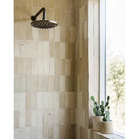 Moroccan Handmade 2x6 Solid Color Zellige Tile Unglazed - Bed Bath & Beyond - 37435610 Glazed Earth Zia Tile, Zeolite Tile Bathroom, Bathroom Zellige Tiles, Olive Green Bathroom Tiles, Cle Tile Backsplash, Zellige Tile Fireplace, Modern Western Bathroom, Zelig Tiles, Modern Moroccan Bathroom