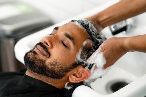 Man getting a hair wash at a barber shop | free image by rawpixel.com / McKinsey Jail Photo, Mens Hair Salon, Men Hair Cut, Salon Wallpaper, Beard Drawing, Salon Offers, Men Shower, Hair Barber, Mens Nails