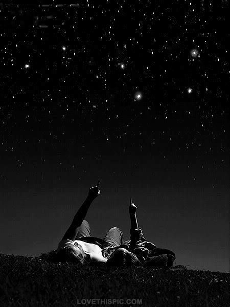 Love is looking at the stars together love sky night stars couple romantic together Look At The Stars, Gandalf, The Night Sky, 인물 사진, Under The Stars, Two People, White Photography, Night Sky, Night Skies