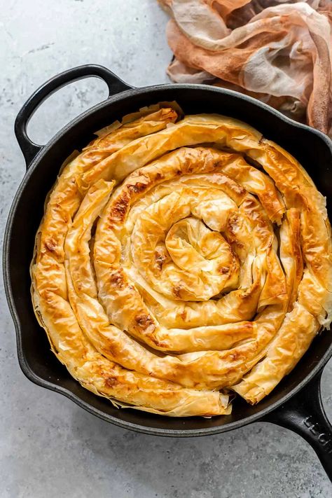 Banitsa (Bulgarian Cheese Pie) - Recipes From Europe Banitsa Recipe, Cheese Pie Recipe, Classic Savory, Bulgarian Food, Pastry Dishes, Yogurt Drink, Cheese Pie, Yogurt Drinks, Bulgarian Recipes