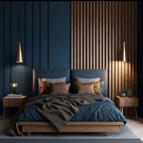 Bedrooms Inspiration, Condo Decor, Decor Hacks, Inspiration Aesthetic, Modern Bedroom Design, Master Bedrooms Decor, Inspiration Wall, Bedroom Aesthetic, Blue Walls