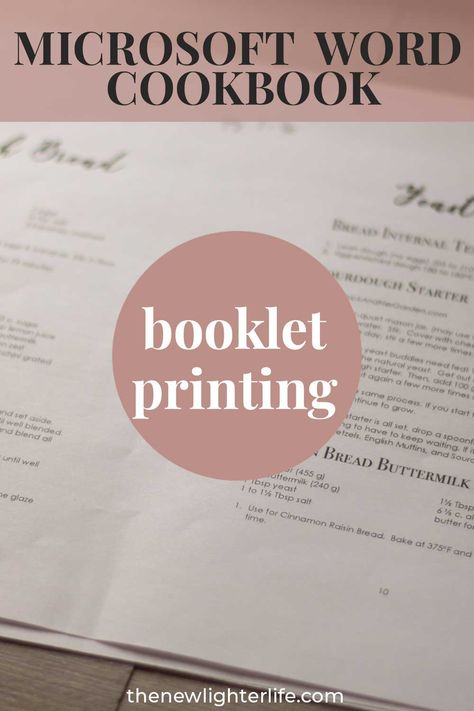 Easy Settings to Print a Cookbook as a Booklet