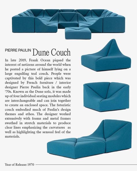 Paulin Paulin Paulin, Dune Couch, Futuristic Couch, Instagram Page Design, Teal Couch, Instagram Banners, Instagram Design Ideas, Home Interior Accessories, Diy Room Decor For Teens