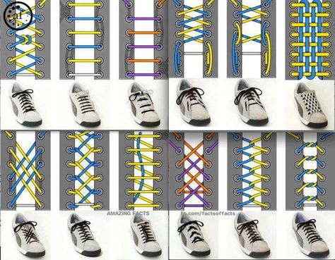 Different ways to tie shoes. Ways To Tie Shoelaces, Shoe Lace Tying, Shoe Lacing Techniques, Shoe Lacing, Ways To Lace Shoes, How To Tie Shoes, Pattern Shoes, Shoe Lace Tying Techniques, Lace Shoes