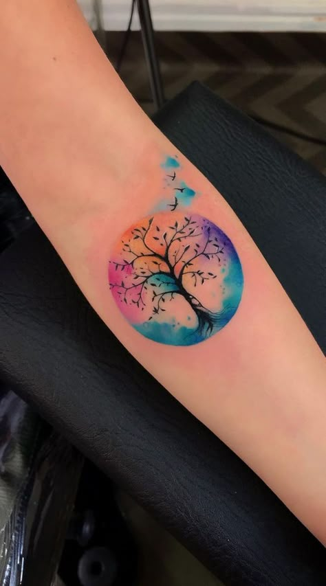 Yggdrasil Tattoo, Hippie Tattoo, Bright Tattoos, Boho Tattoos, 4 Tattoo, Tatuaje A Color, Tree Of Life Tattoo, Feather Tattoos, Mom Tattoos