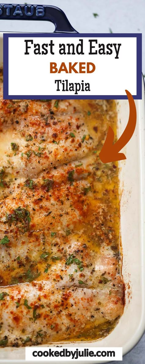 Baked Tilapia From Frozen, Tilapia In Sauce Recipes, Tilapia And Mushroom Recipes, Baked Fish Marinade, Talipa Fish Recipes Dinners, How To Cook White Fish In Oven, Fast Fish Recipes, Easy Fish Fillet Recipes, Cajun Tilapia Baked