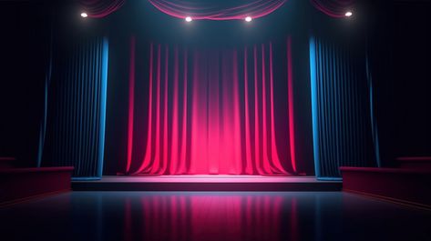 Spotlight Stage Drama In 3d A Shines On Theater With Stunning Red And Blue Curtains#pikbest#Backgrounds#Others Red And Blue Curtains, Drama Background, Opera Concert, Theater Spotlight, Stage Spotlights, Drama Stage, Theatre Curtains, Theatre Inspiration, Zepeto Background