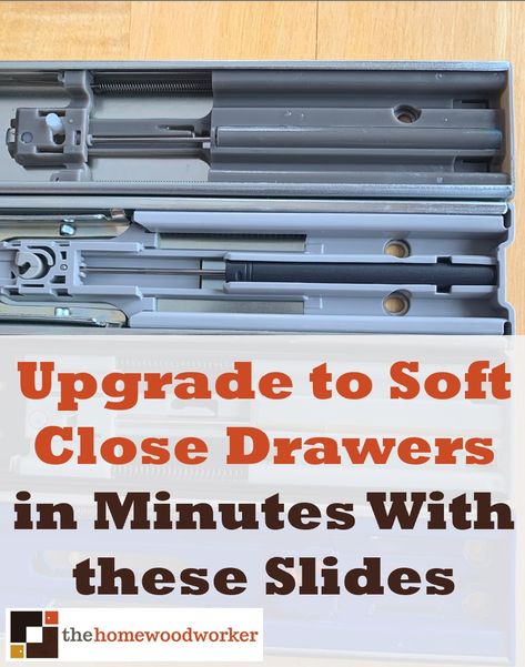 Almost all drawer slides can be upgraded in minutes per drawer with side mount soft close drawer slides. Learn what the best soft close drawer slides are. And how to install them with tips from a cabinetmaker who's built and installed over a thousand drawers. Soft Close Cabinets Diy, Installing Drawer Slides, Work Nook, Tiles Installation, Drawer Sliders, Pantry Drawers, Soft Close Drawer Slides, Gilbert Arizona, Rope Shelves