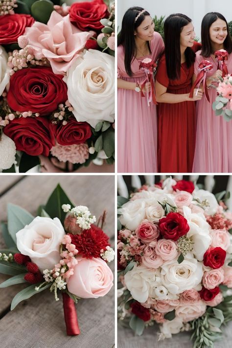 Red Wedding Color Palette, Wedding Color Schemes Red, Pink Wedding Color Palette, Wedding Color Ideas Winter, Wedding Color Ideas Spring, Wedding Color Ideas Summer, Red And Pink Wedding, Color Palettes Wedding, Spring Wedding Color Ideas