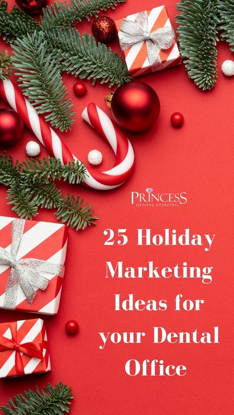 We've put together a list of Christmas marketing ideas to support your dental marketing over the holiday season and help you boost sales this year through dental services. Dental Office Raffle Ideas, Dental Office Promotion Ideas, Happy New Year Dental Post, Dental Office Giveaway Ideas, Christmas Dental Post, Dental Marketing Ideas Gift Baskets, Dental Promotion Ideas, Dental Referral Marketing Ideas, Orthodontic Marketing Ideas