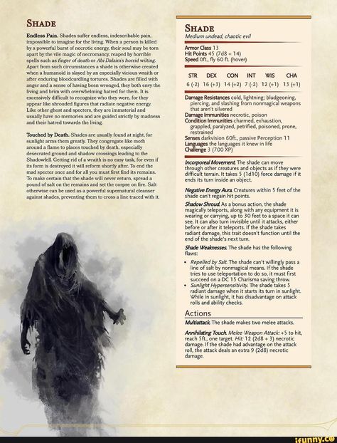 Dnd Undead, Dnd Enemies, Homebrew Monsters, Dungeons And Dragons Races, Shadow Creatures, Dnd Stats, Shadow Monster, Dnd Monster, Dnd Creatures