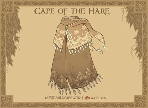 Cape of the Hare: Once owned by a wandering hermit, this fur-lined cape is surprisingly lightweight. The long ears of the hood seems to sharpen your hearing, rather than muffle it Magical Bunny, Magic Armor, Homebrew Items, Dnd Magic Items, Dnd Crafts, Dnd Things, Dnd Stories, Dnd Magic, Dnd Classes