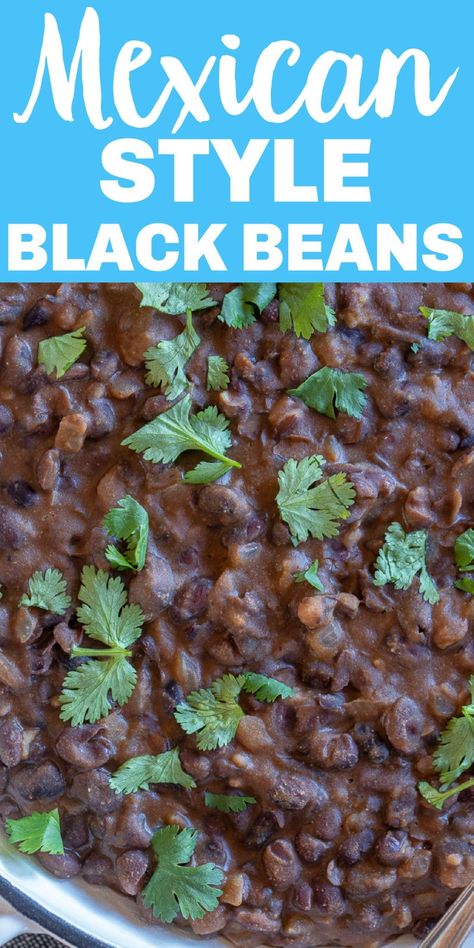 These Mexican Black Beans are easy to make and packed with so much flavor! This recipe is a great way to spice up your canned black beans and can be enjoyed as a side dish or can be a main ingredient in your tacos, burritos and nachos! #blackbeans #mexicanblackbeans #sidedish #vegan Black Beans And Tofu Recipes, Black Bean And Rotel Recipe, Black Bean Burrito Vegan, Beans For Tacos Recipe, Nacho Beans Recipe, Black Beans And Onions, Simple Black Beans, Southwest Black Beans, Black Beans For Burritos