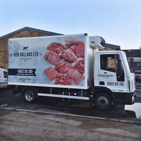 IDENTITY WRAPS on Instagram: "Logo and digital printed design and install for local butchers, Ken Ballard. 🐄 Swipe to see the details 👉🏻👉🏻 #IdentityWraps #vehiclewrap #vinylwrap #commercial #business #advertising #advert #marketing #digital #digitalprint #graphic #graphicdesign #vinylgraphics #butcher #kent #local #meat" Meat Market Logo, Car Branding Design, Car Branding, Meat Shop, Vinyl Graphics, Cafe Interior Design, Instagram Logo, Prop Design, Vinyl Wrap